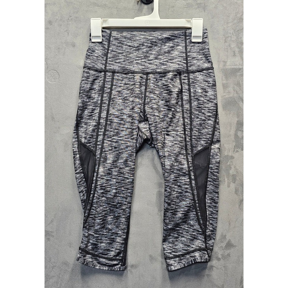 Lululemon Space Dye High Rise Cropped Mesh Leggings Black White Size 6